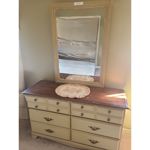Wood Dresser w Attahed Mirror 49 w 70 h