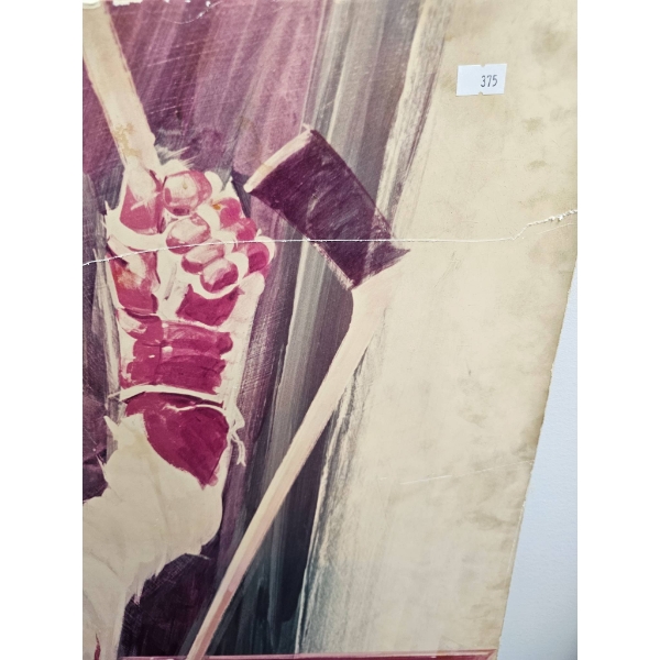 Hockey Artwork Depicting Celebratory Moment with Players in White and Red