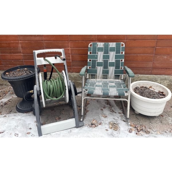 Rocking Lawn Chair Hose Reel Pedestal Garden Planter & More