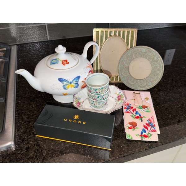 Cross Ballpoint Pen In Case, Tea Pot, Frames & More