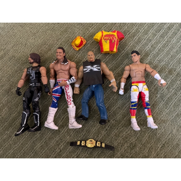 WWE Elite Collection Action Figure of British Bulldog, TJ Parkins, Steve Austin, AJ Styles 