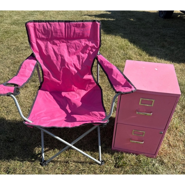 Pink File Cabenet And Pink chair