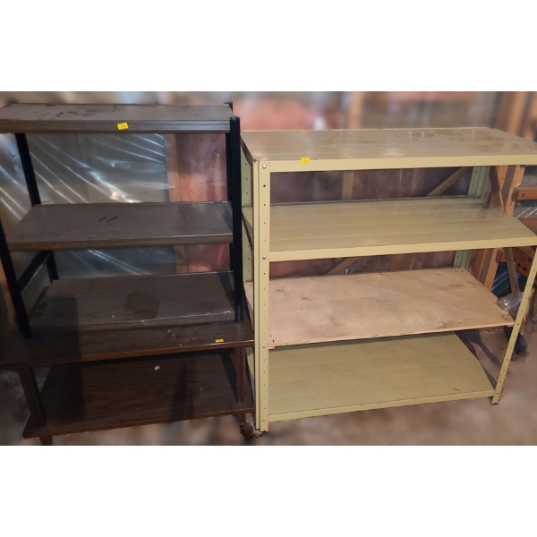 Metal Utility Shelves Brown: 25 W, 11 D, 24 T and Beige: 36 W, 15 D, 37 T - TV Cart 27 W, 16 D, 16 T