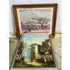 Image 1 : Framed Oil Painting and Print Featuring Cityscapes