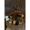 Image 1 : Basket Full Of Vintage Kitchen Utensils & Bottles