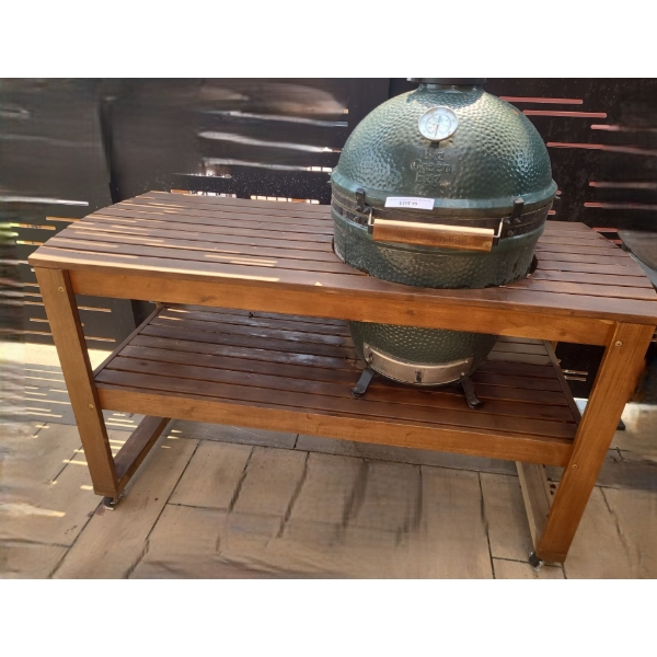 Big Green Egg Kamado-Style Ceramic Charcoal Barbecue 21" Diameter w/ Custom Table 59 w, 33.5 h, 25 d