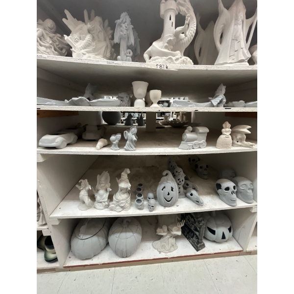  ceramic greenware all contents on shelf