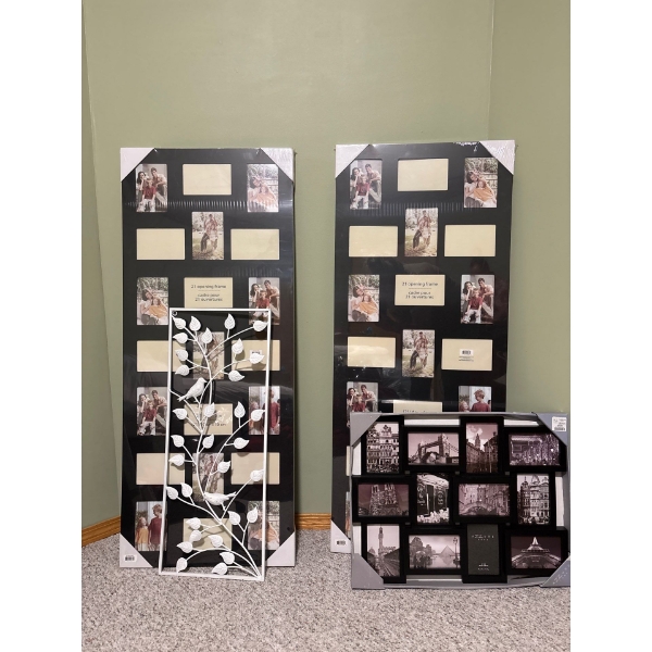 2 Large picture Frames 48" x 20" & 1 Small Picture Frame with wall art Metal frame with Bird 
