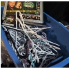 Image 7 : Two Comforters, Crochet Doilies, White Scarf, Games, and Clothing Hangers