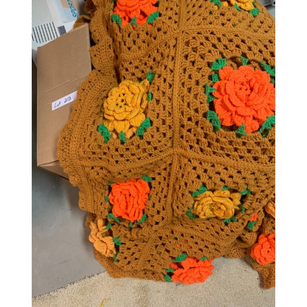 Handmade Crochet Floral Blanket, 150 x 110