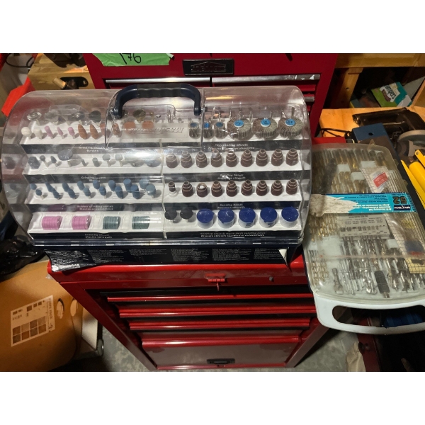 large case of Mastercraft Rotating bits and a package of new drill bits