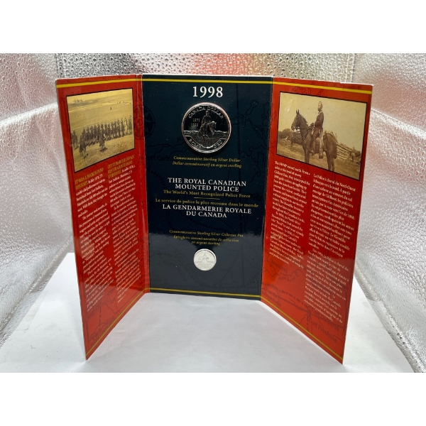1998 Silver Dollar and Collector Pin Set RCMP 92.5% Silver 27.575g