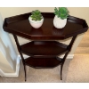 Image 2 : Mahogany 3 Tiered Oblong End Table w/ Faux House Plants - Succulants 