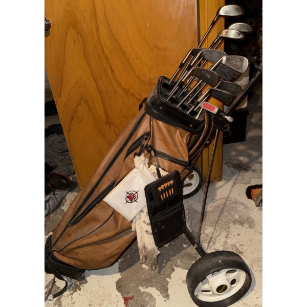 Vintage Golf Bag w/Golf Club Set  Golioth Mirage Clubs & Irons