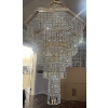 Image 8 : Extra Large Luxury Bell Shaped Ornate Crystal Chandelier w/Gold-toned Frame- Cascading Prisms