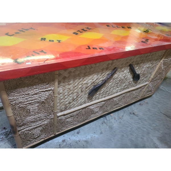 Moveable Bar 73 W, 26 D, 37 T (Plexi Top Damaged as Shown), Housewares Contents Included 