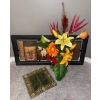 Image 1 : Decor Collection - Horizontal Wall Hanging 40L w/ Faux Exotic Flower Assortment 