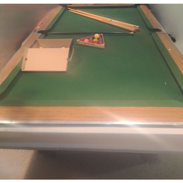 Pool Table 104 W, 58 D, 34 T, Includes Snooker Balls and Cue as Shown