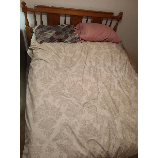 Wooden Headboard 62 W, 35 T- Rails and Mattress Also Included 