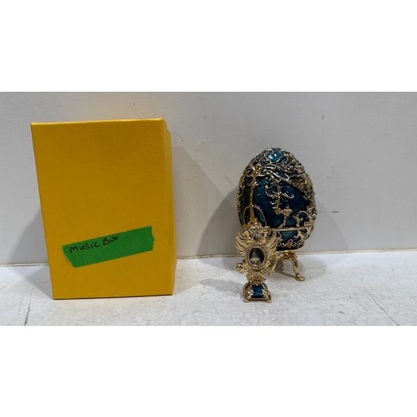 Faberge Egg Teal Music Box made in Russia 6H