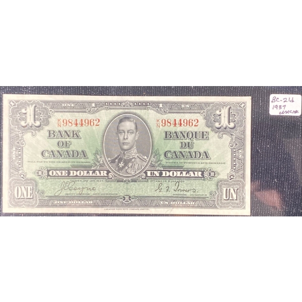 1937 Uncirculated Canadian One Dollar Bill