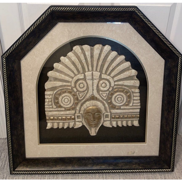 Depiction Of Mayan Ceremonial Mask 30x32 Tribal Art