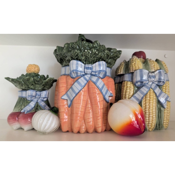 Fitz and Floyd Classics Handcrafted Vegetable-Themed Canisters (Set of 3)