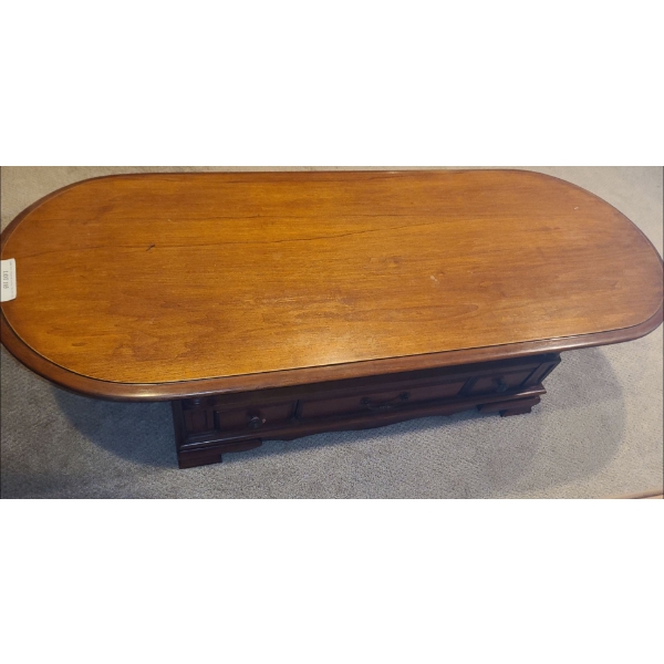 Kroehler Wood Oval Coffee Table  60 w 24 d 115 h