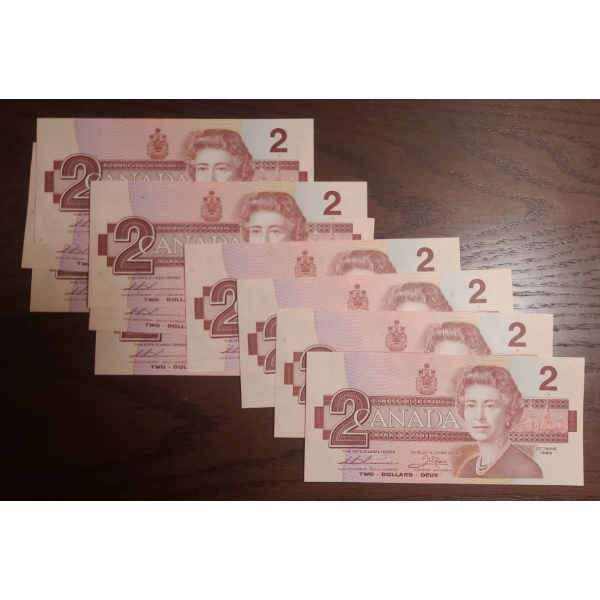 Bank of Canada 1986- $2 Sequential Bills EGL8473965/ 66/ 67/ 68/ 69/ 70/ 71/ 72/ 73/ 74 