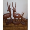 Image 1 : Wooden Gazelle Carvings Small 8 T, Tall 12 T (Two Have Chipped Antlers as Shown)