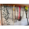 Image 1 : Line Up Of Yard Tools-  Hose, Pitch Fork, Weed Whacker, Trimmer, Shovel & More