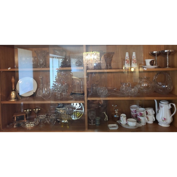 Contents of Cupboard: Vase 6 T, Royal Albert American Beauty Coffee/ Tea Carafe 9 T & Cups and More!