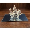 Image 2 : Crystal Ship Figurine Featuring the Santa Maria on Mirrored Base