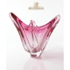 Image 2 : Vintage Val Saint Lambert Pink And Clear Crystal Vase From Belgium, Dating From The 1960s 8''HEIGHT 