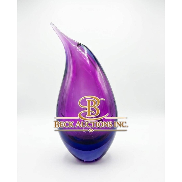 Purple Handblown Glass Sculpture, 15-Inch Height