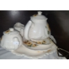Image 1 : Sunflower Pattern China Teapot 7 T, 3 Tier Serving Tray and Cream/ Sugar 