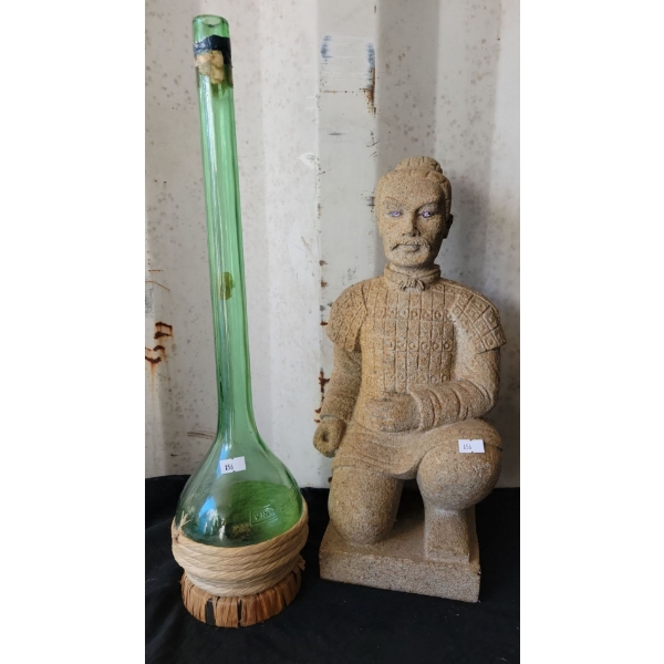Terra Cotta Warrior and Glass Bottle