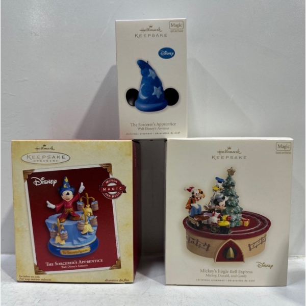 Disney  The Sorceres Apprentice, Mickey's Jingle Bell Express Hallmark Ornaments