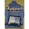 Image 1 : Blue Hand Knitted Wool Cardigan w/Zipper & Decorative Pillow (Size Medium)
