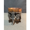 Image 7 : Decorative and Utility Lot: Fan, Carved Stand, Glass,Plant Kit, Onesole