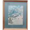 Image 2 : Watercolor Framed Floral & Snowy Mountain By Linda - Largest is 15x17