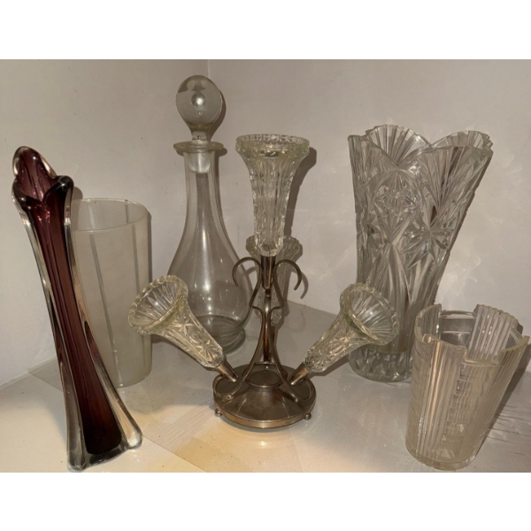 Collection Of Glass Vases & Decanter