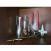 Image 1 : K.M.D Holland Pewter Decorative Vases, Candleholder. Also Inc Metal Rose.  Tallest Vase 10 h