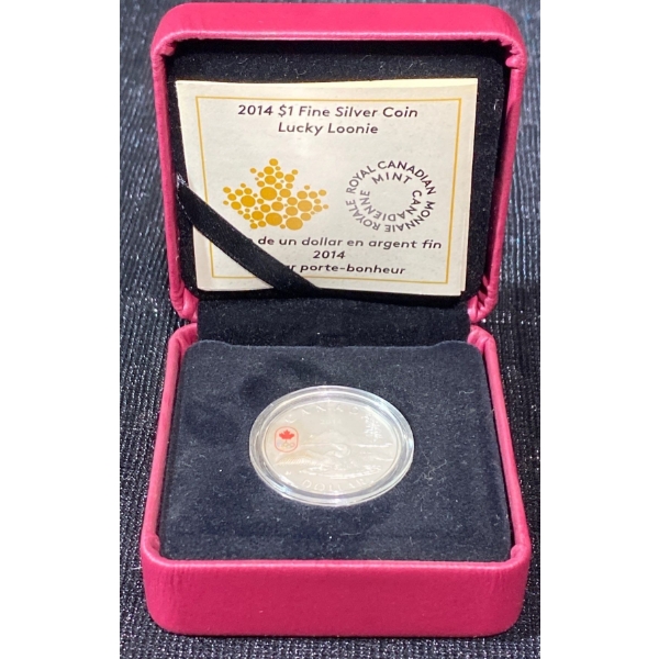 2014 $1 Fine Silver Lucky Loonie Coin