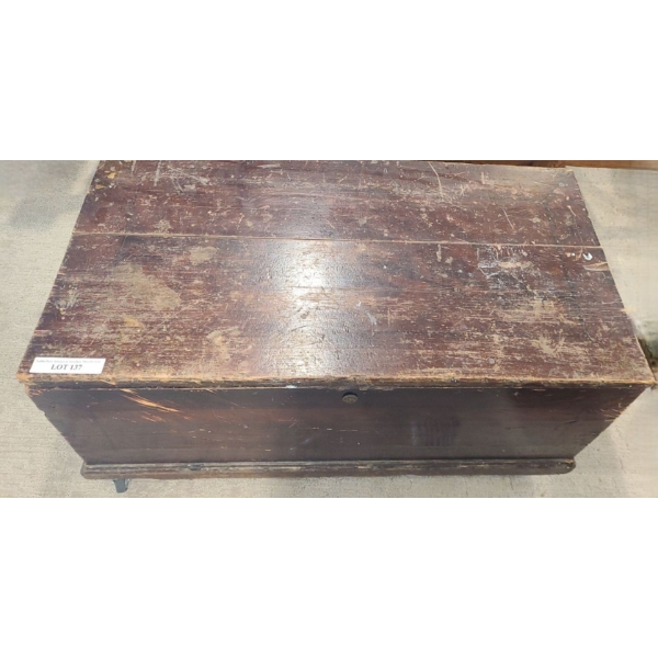 Rustic Wooden Trunk on Castors 39 w 20 d 20 h