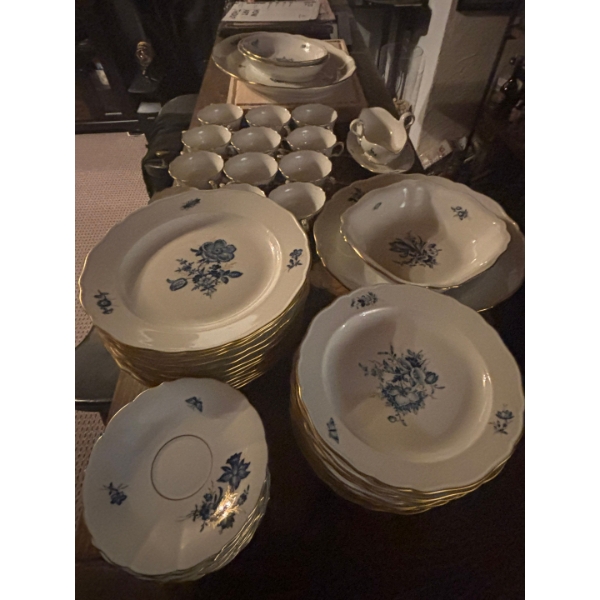 19th Century perfect condition Meissen Porcelain Dinner set -Blue & Gold Floral hand painted Design 