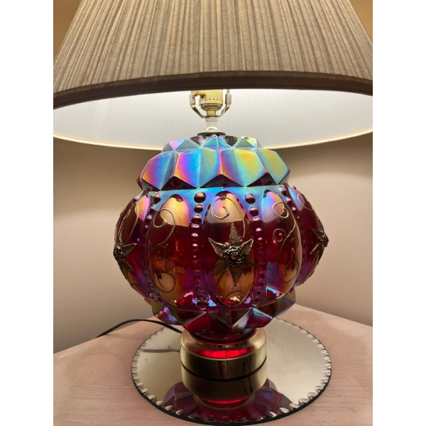 Carnival Glass Table lamp In Marigold Iridescent Glass 3 Way
Set of two