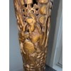 Image 6 : Stunning Hand Carved Myrtle Wood Floor Lamp w/ Tasseled Shade 69T