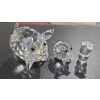 Image 1 : Swarovski Crystal Mother Pig (3"L) With Piglet (1"T) + Swarovski Flower Vase (1"T)
