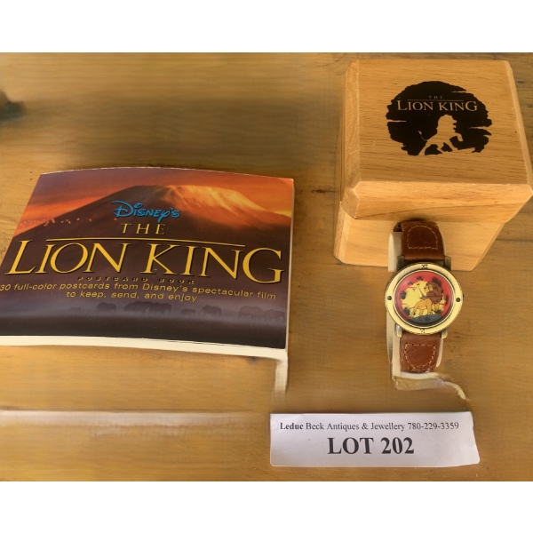 Lion King Watch w Wood Box & Postcard Book (New)